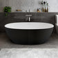 Stone Soaking Bathtub Antique Finish Flat Bottom Back to Wall Bath Tub Black White Thick (0.75"-1.25") Clearhalo 'Bathroom Remodel & Bathroom Fixtures' 'Bathtubs' 'Home Improvement' 'home_improvement' 'home_improvement_bathtubs' 'Showers & Bathtubs' 7106982
