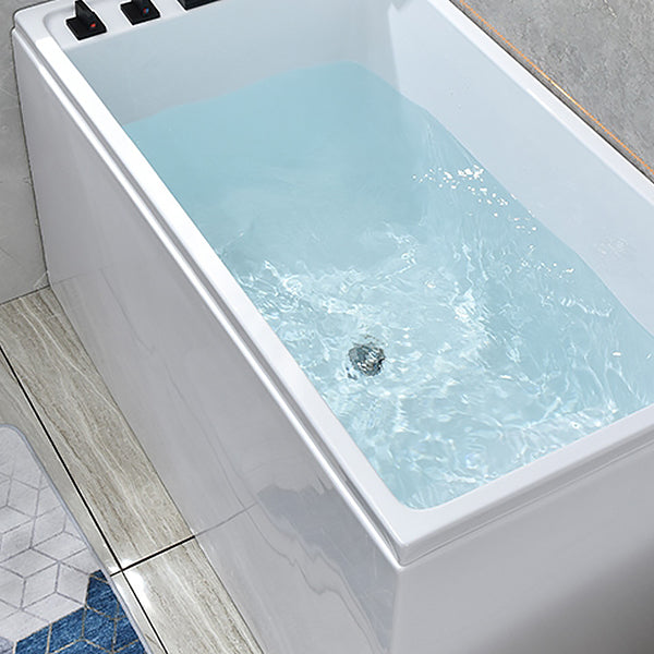 Freestanding Modern Bath Back to Wall White Soaking Acrylic Bathtub Clearhalo 'Bathroom Remodel & Bathroom Fixtures' 'Bathtubs' 'Home Improvement' 'home_improvement' 'home_improvement_bathtubs' 'Showers & Bathtubs' 7107006