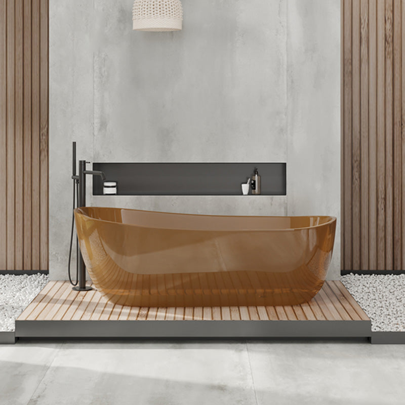 Soaking Stand Alone Bathtub Oval Antique Finish Modern Bath Tub Orange 71"L x 33"W x 25"H Clearhalo 'Bathroom Remodel & Bathroom Fixtures' 'Bathtubs' 'Home Improvement' 'home_improvement' 'home_improvement_bathtubs' 'Showers & Bathtubs' 7107030