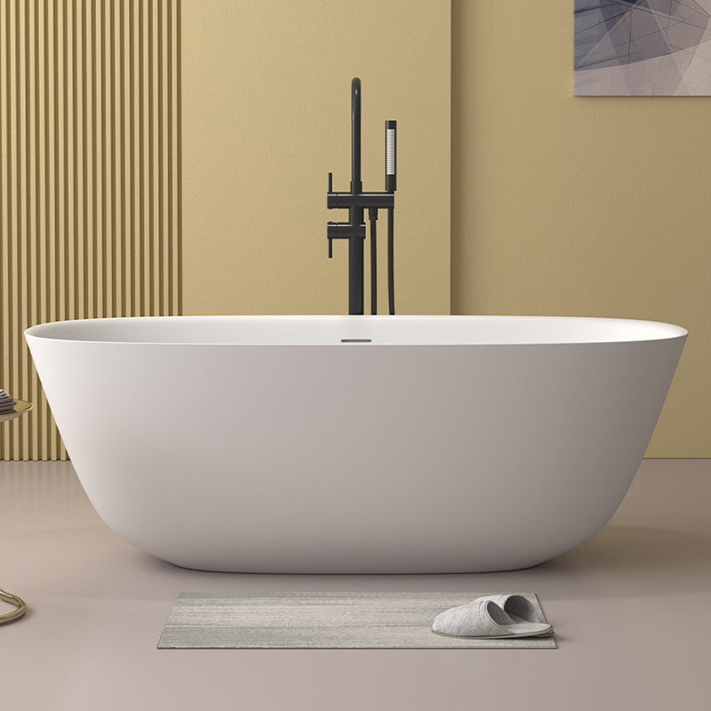 Modern Stone Oval Bathtub Freestanding Soaking Bath Tub , 22.05-inch Tall Gloss White 62.9"L x 31.4"W x 22"H Thin (0-0.25") Clearhalo 'Bathroom Remodel & Bathroom Fixtures' 'Bathtubs' 'Home Improvement' 'home_improvement' 'home_improvement_bathtubs' 'Showers & Bathtubs' 7107078