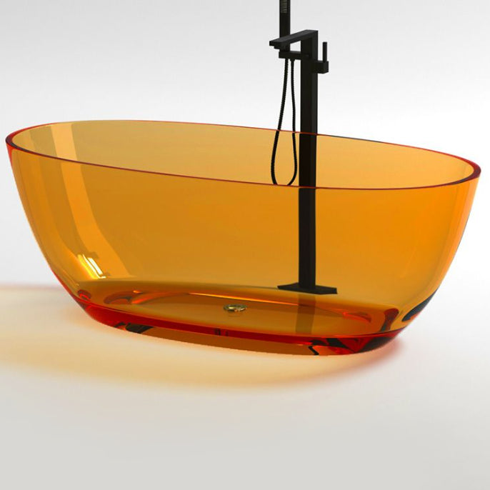 Soaking Stand Alone Bathtub Antique Finish Oval Modern Bath Tub (Faucet not included) Orange Clearhalo 'Bathroom Remodel & Bathroom Fixtures' 'Bathtubs' 'Home Improvement' 'home_improvement' 'home_improvement_bathtubs' 'Showers & Bathtubs' 7107123