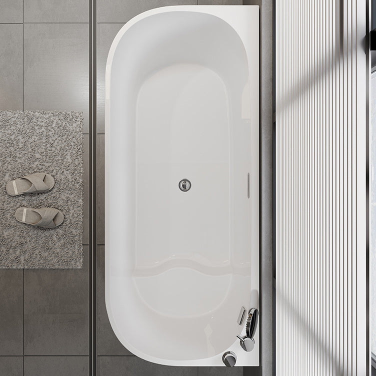 Corner Acrylic Soaking Bathtub Antique Finish Back to Wall Bath Tub Clearhalo 'Bathroom Remodel & Bathroom Fixtures' 'Bathtubs' 'Home Improvement' 'home_improvement' 'home_improvement_bathtubs' 'Showers & Bathtubs' 7107167