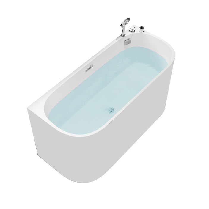 Corner Acrylic Soaking Bathtub Antique Finish Back to Wall Bath Tub Without Seat Tub with Silver 3-Piece Set Clearhalo 'Bathroom Remodel & Bathroom Fixtures' 'Bathtubs' 'Home Improvement' 'home_improvement' 'home_improvement_bathtubs' 'Showers & Bathtubs' 7107180