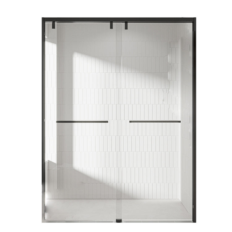 Transparent Tempered Shower Bath Door Double Sliding Shower Door Matte Black Clearhalo 'Bathroom Remodel & Bathroom Fixtures' 'Home Improvement' 'home_improvement' 'home_improvement_shower_tub_doors' 'Shower and Tub Doors' 'shower_tub_doors' 'Showers & Bathtubs' 7109228