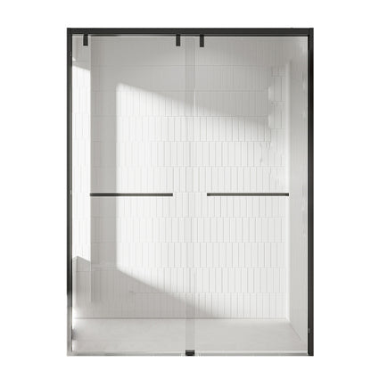 Transparent Tempered Shower Bath Door Double Sliding Shower Door Matte Black Clearhalo 'Bathroom Remodel & Bathroom Fixtures' 'Home Improvement' 'home_improvement' 'home_improvement_shower_tub_doors' 'Shower and Tub Doors' 'shower_tub_doors' 'Showers & Bathtubs' 7109228