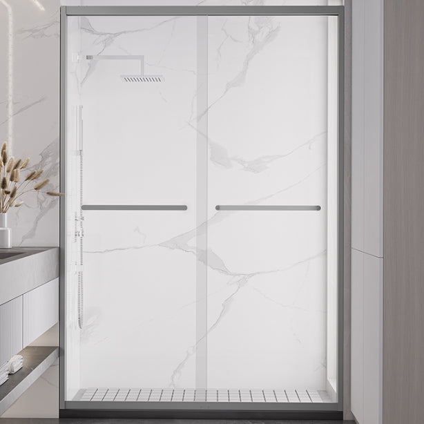 Double Sliding Shower Bath Door Semi Frameless Clear Shower Door Clearhalo 'Bathroom Remodel & Bathroom Fixtures' 'Home Improvement' 'home_improvement' 'home_improvement_shower_tub_doors' 'Shower and Tub Doors' 'shower_tub_doors' 'Showers & Bathtubs' 7109266