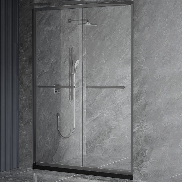 Double Sliding Shower Bath Door Semi Frameless Clear Shower Door Grey Clearhalo 'Bathroom Remodel & Bathroom Fixtures' 'Home Improvement' 'home_improvement' 'home_improvement_shower_tub_doors' 'Shower and Tub Doors' 'shower_tub_doors' 'Showers & Bathtubs' 7109269