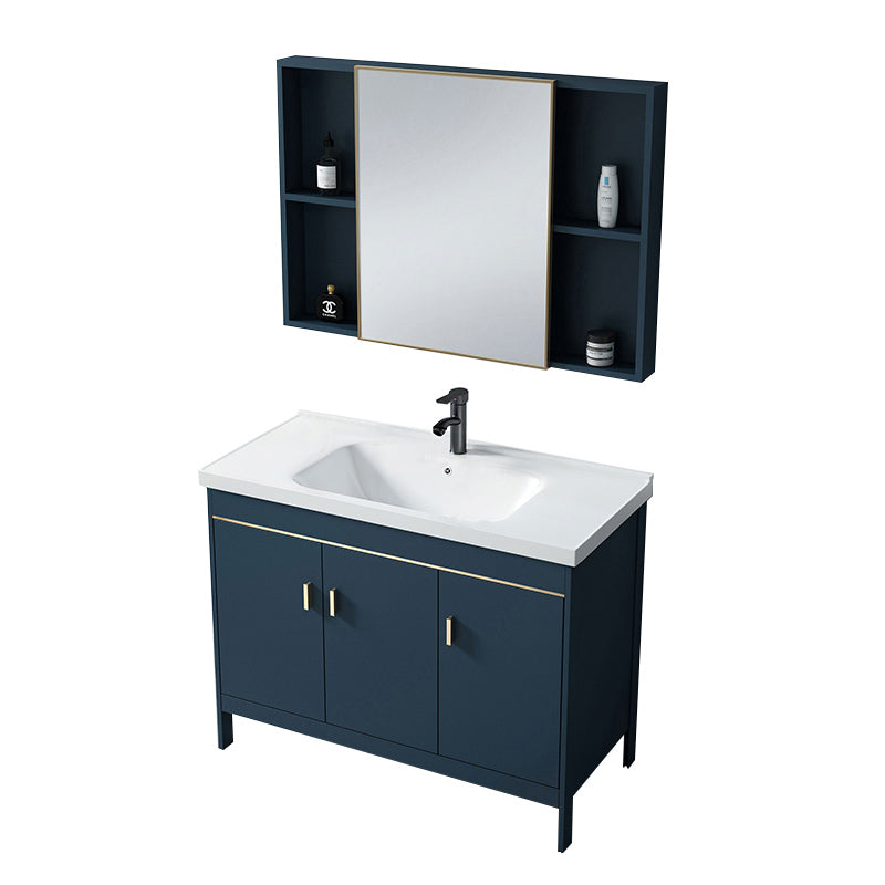 Bathroom Sink Vanity Rectangular Doors Drawers Faucet Vanity Sink with Mirror Vanity & Faucet & Mirror Cabinet 36"L x 16"W x 32"H Ceramic Clearhalo 'Bathroom Remodel & Bathroom Fixtures' 'Bathroom Vanities' 'bathroom_vanities' 'Home Improvement' 'home_improvement' 'home_improvement_bathroom_vanities' 7110012