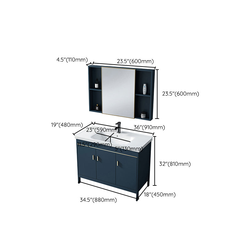 Bathroom Sink Vanity Rectangular Doors Drawers Faucet Vanity Sink with Mirror Clearhalo 'Bathroom Remodel & Bathroom Fixtures' 'Bathroom Vanities' 'bathroom_vanities' 'Home Improvement' 'home_improvement' 'home_improvement_bathroom_vanities' 7110037