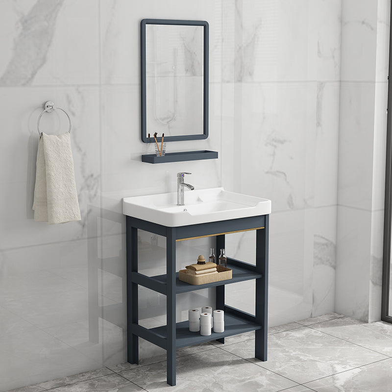 Metal Frame Vanity Shelving Included Single Sink Freestanding Bathroom Vanity Clearhalo 'Bathroom Remodel & Bathroom Fixtures' 'Bathroom Vanities' 'bathroom_vanities' 'Home Improvement' 'home_improvement' 'home_improvement_bathroom_vanities' 7110052