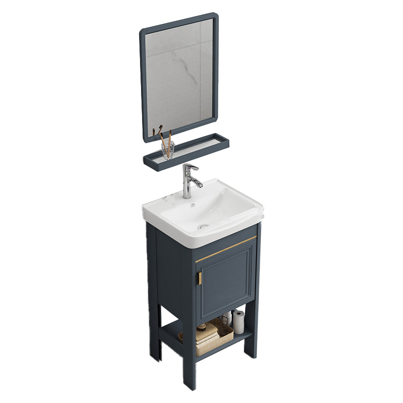 Metal Frame Vanity Shelving Included Single Sink Freestanding Bathroom Vanity Vanity & Faucet & Mirrors 17"L x 14"W x 32"H 1 Clearhalo 'Bathroom Remodel & Bathroom Fixtures' 'Bathroom Vanities' 'bathroom_vanities' 'Home Improvement' 'home_improvement' 'home_improvement_bathroom_vanities' 7110053