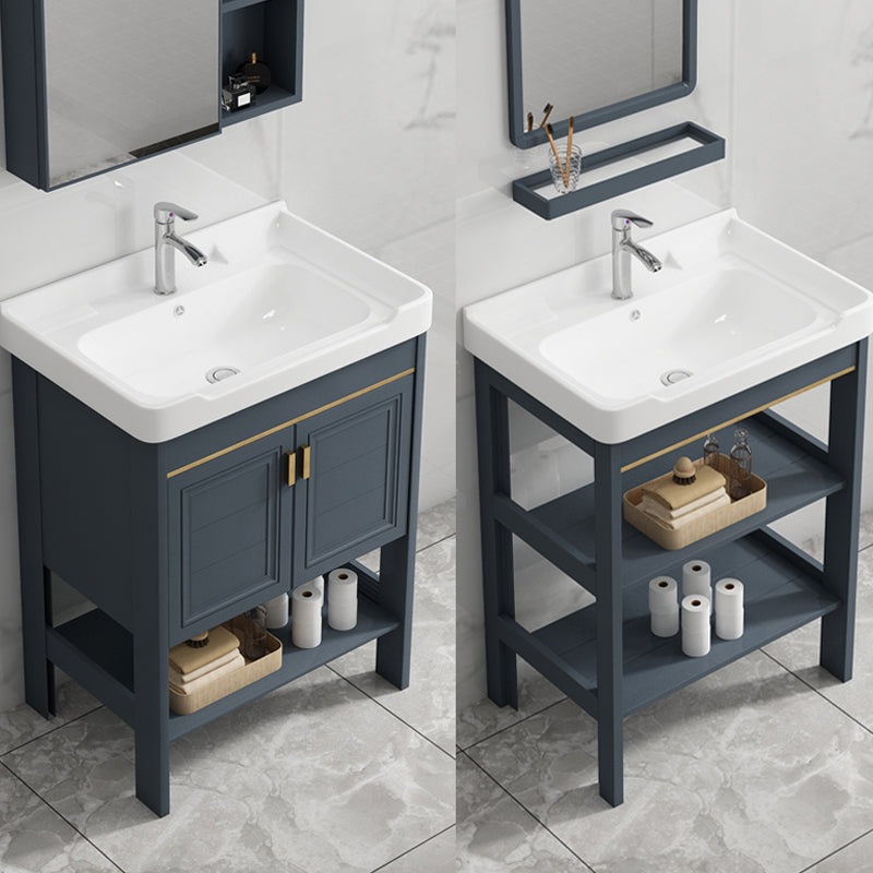 Metal Frame Vanity Shelving Included Single Sink Freestanding Bathroom Vanity Clearhalo 'Bathroom Remodel & Bathroom Fixtures' 'Bathroom Vanities' 'bathroom_vanities' 'Home Improvement' 'home_improvement' 'home_improvement_bathroom_vanities' 7110054