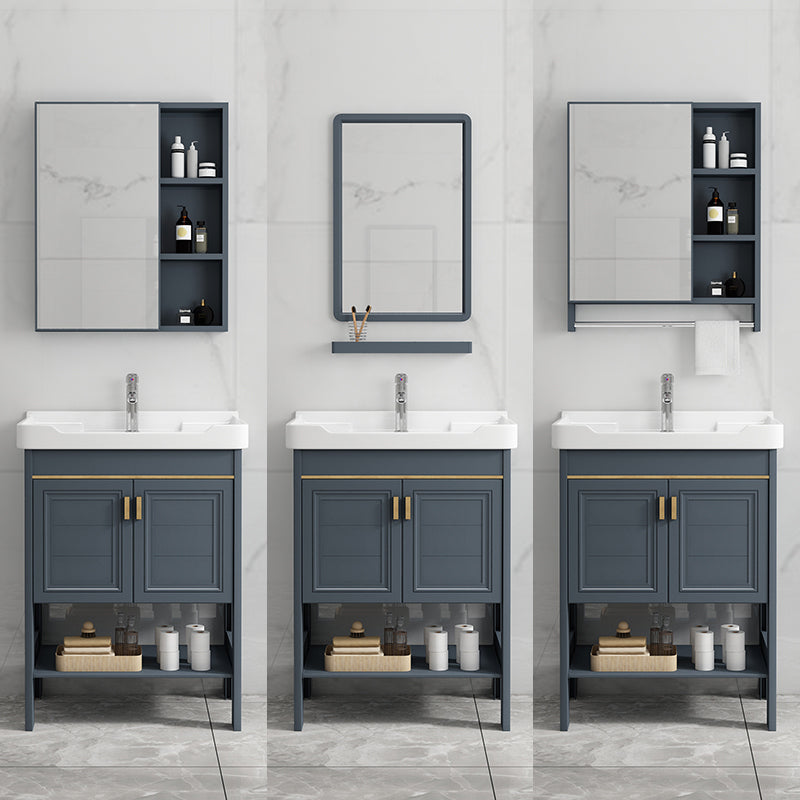 Metal Frame Vanity Shelving Included Single Sink Freestanding Bathroom Vanity Clearhalo 'Bathroom Remodel & Bathroom Fixtures' 'Bathroom Vanities' 'bathroom_vanities' 'Home Improvement' 'home_improvement' 'home_improvement_bathroom_vanities' 7110056
