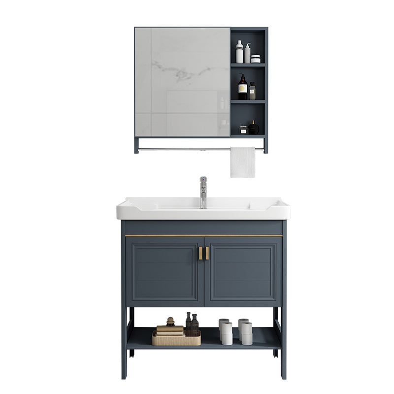 Metal Frame Vanity Shelving Included Single Sink Freestanding Bathroom Vanity Clearhalo 'Bathroom Remodel & Bathroom Fixtures' 'Bathroom Vanities' 'bathroom_vanities' 'Home Improvement' 'home_improvement' 'home_improvement_bathroom_vanities' 7110061
