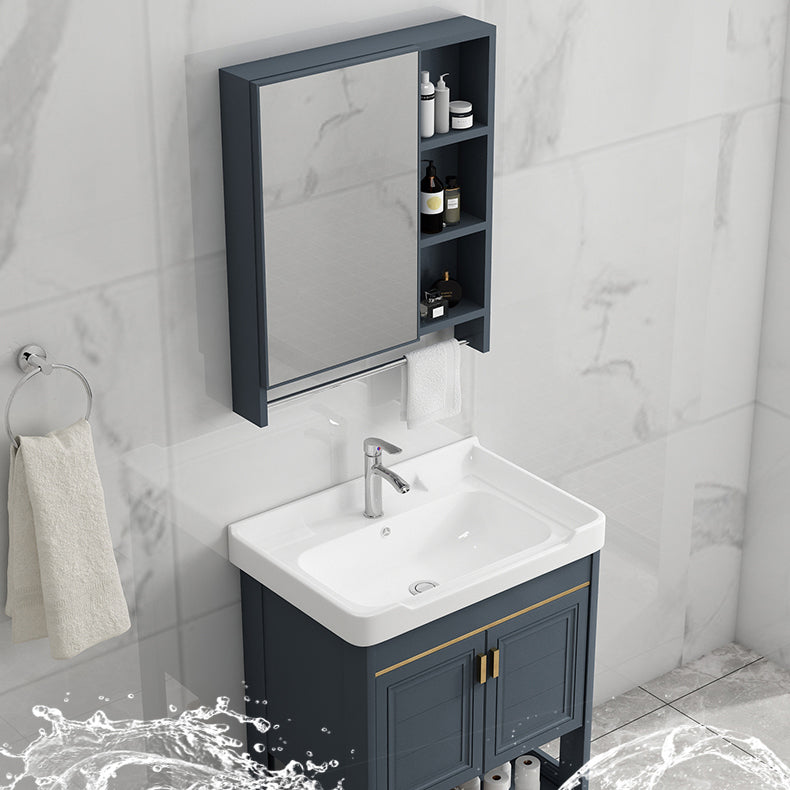 Metal Frame Vanity Shelving Included Single Sink Freestanding Bathroom Vanity Clearhalo 'Bathroom Remodel & Bathroom Fixtures' 'Bathroom Vanities' 'bathroom_vanities' 'Home Improvement' 'home_improvement' 'home_improvement_bathroom_vanities' 7110063