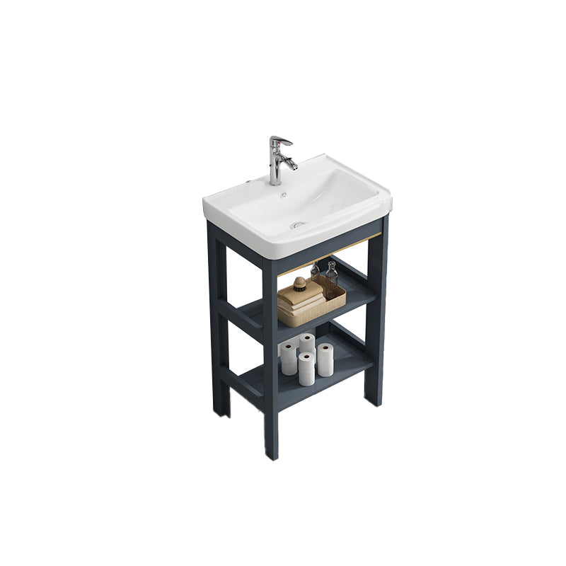 Metal Frame Vanity Shelving Included Single Sink Freestanding Bathroom Vanity Vanity & Faucet 20"L x 14"W x 32"H 2 Clearhalo 'Bathroom Remodel & Bathroom Fixtures' 'Bathroom Vanities' 'bathroom_vanities' 'Home Improvement' 'home_improvement' 'home_improvement_bathroom_vanities' 7110074