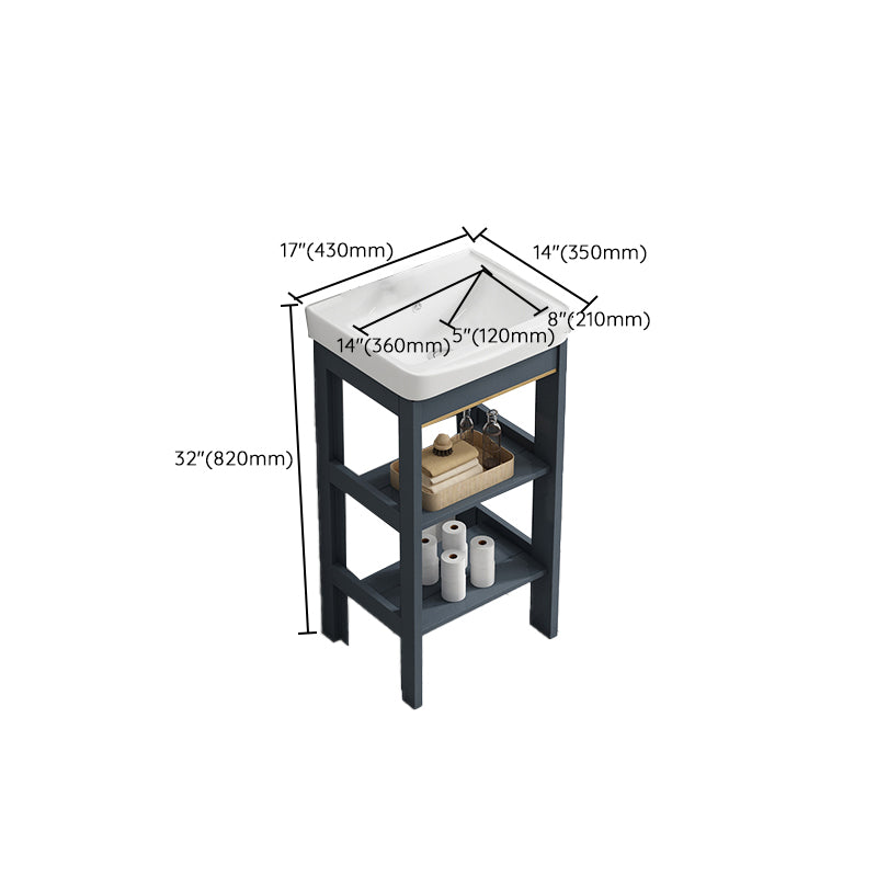 Metal Frame Vanity Shelving Included Single Sink Freestanding Bathroom Vanity Clearhalo 'Bathroom Remodel & Bathroom Fixtures' 'Bathroom Vanities' 'bathroom_vanities' 'Home Improvement' 'home_improvement' 'home_improvement_bathroom_vanities' 7110084
