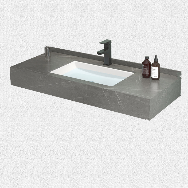 Grey Bath Vanity Rectangle Single Sink Mirror Shelving Included Stone Bathroom Vanity Clearhalo 'Bathroom Remodel & Bathroom Fixtures' 'Bathroom Vanities' 'bathroom_vanities' 'Home Improvement' 'home_improvement' 'home_improvement_bathroom_vanities' 7110113