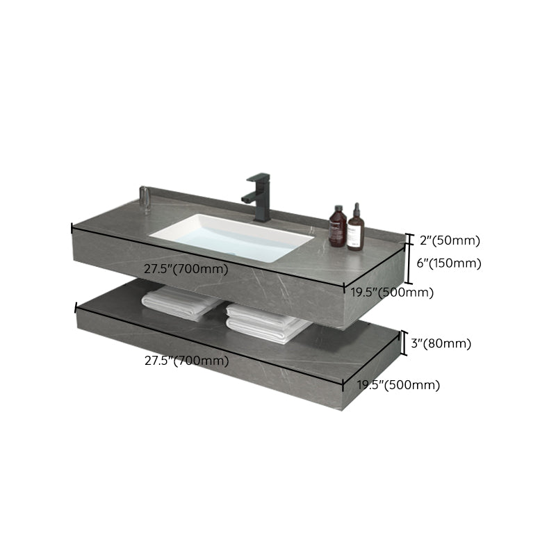 Grey Bath Vanity Rectangle Single Sink Mirror Shelving Included Stone Bathroom Vanity Clearhalo 'Bathroom Remodel & Bathroom Fixtures' 'Bathroom Vanities' 'bathroom_vanities' 'Home Improvement' 'home_improvement' 'home_improvement_bathroom_vanities' 7110136