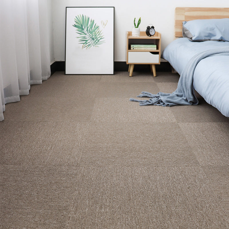 Modern Carpet Floor Tile Self Adhesive Level Loop Stain Resistant Carpet Tile Camel 4-Piece Set Clearhalo 'Carpet Tiles & Carpet Squares' 'carpet_tiles_carpet_squares' 'Flooring 'Home Improvement' 'home_improvement' 'home_improvement_carpet_tiles_carpet_squares' Walls and Ceiling' 7110277
