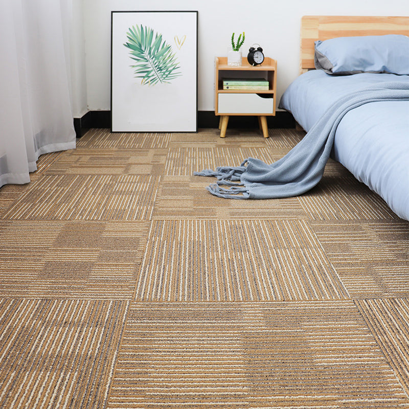 Modern Carpet Floor Tile Self Adhesive Level Loop Stain Resistant Carpet Tile Beige 4-Piece Set Clearhalo 'Carpet Tiles & Carpet Squares' 'carpet_tiles_carpet_squares' 'Flooring 'Home Improvement' 'home_improvement' 'home_improvement_carpet_tiles_carpet_squares' Walls and Ceiling' 7110283