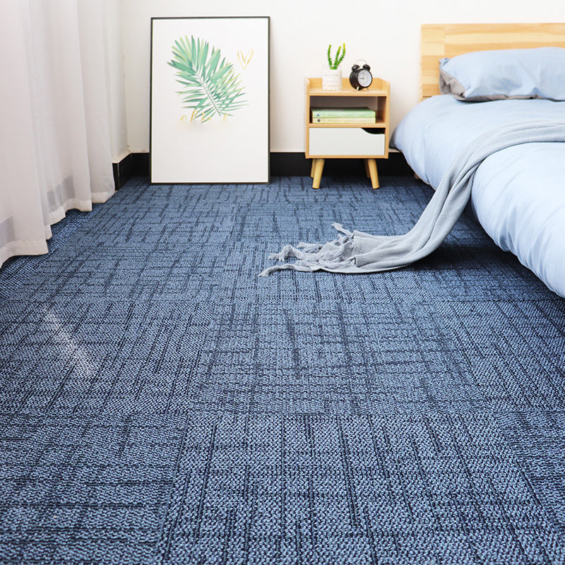 Modern Carpet Floor Tile Self Adhesive Level Loop Stain Resistant Carpet Tile Lake Blue 4-Piece Set Vinyl Clearhalo 'Carpet Tiles & Carpet Squares' 'carpet_tiles_carpet_squares' 'Flooring 'Home Improvement' 'home_improvement' 'home_improvement_carpet_tiles_carpet_squares' Walls and Ceiling' 7110304