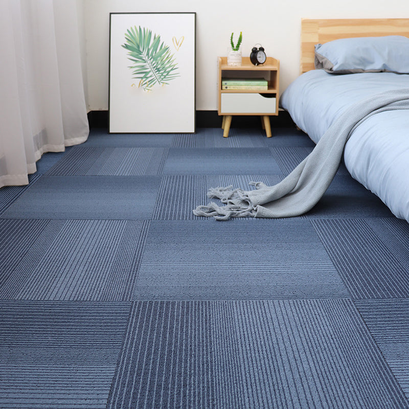 Modern Carpet Floor Tile Self Adhesive Level Loop Stain Resistant Carpet Tile Blue 4-Piece Set Vinyl Clearhalo 'Carpet Tiles & Carpet Squares' 'carpet_tiles_carpet_squares' 'Flooring 'Home Improvement' 'home_improvement' 'home_improvement_carpet_tiles_carpet_squares' Walls and Ceiling' 7110309