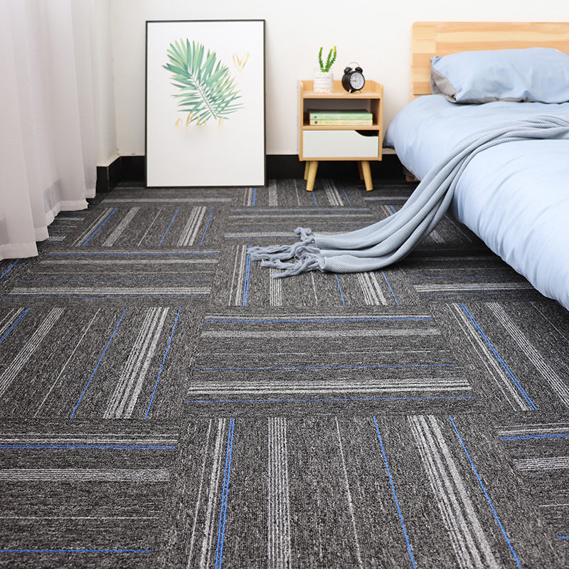 Modern Carpet Floor Tile Self Adhesive Level Loop Stain Resistant Carpet Tile Dark Blue-Gray 4-Piece Set Clearhalo 'Carpet Tiles & Carpet Squares' 'carpet_tiles_carpet_squares' 'Flooring 'Home Improvement' 'home_improvement' 'home_improvement_carpet_tiles_carpet_squares' Walls and Ceiling' 7110311