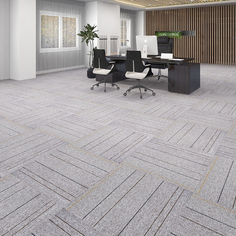 Carpet Tiles Solid Color Stain Resistant Multi Level Loop Indoor Carpet Tiles Matte Gray 107.6 sq ft. - 40 Pieces Vinyl Clearhalo 'Carpet Tiles & Carpet Squares' 'carpet_tiles_carpet_squares' 'Flooring 'Home Improvement' 'home_improvement' 'home_improvement_carpet_tiles_carpet_squares' Walls and Ceiling' 7110335
