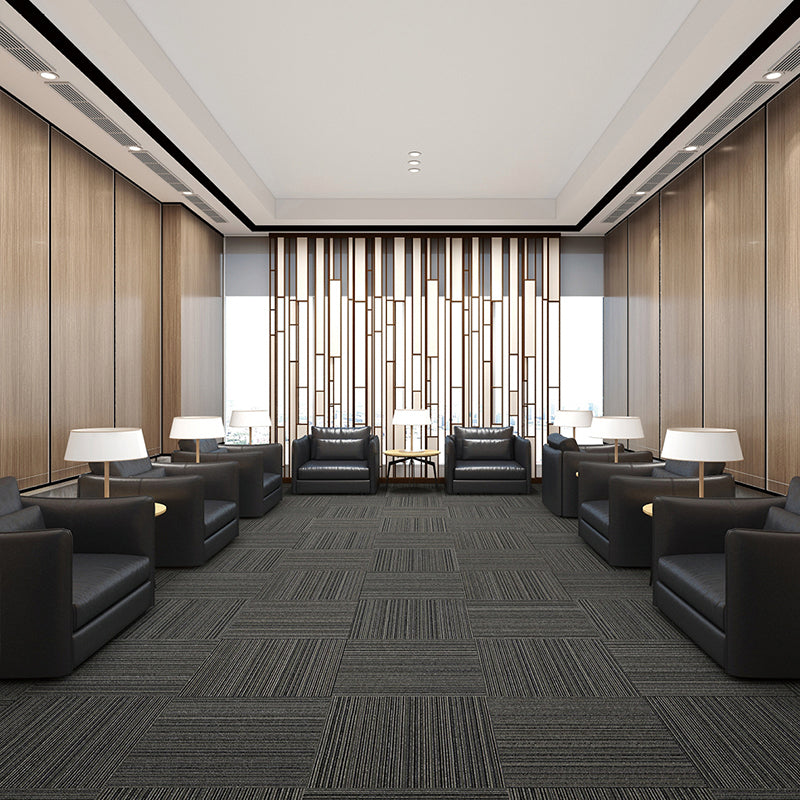 Carpet Tiles Solid Color Stain Resistant Multi Level Loop Indoor Carpet Tiles Gray Black 107.6 sq ft. - 40 Pieces Clearhalo 'Carpet Tiles & Carpet Squares' 'carpet_tiles_carpet_squares' 'Flooring 'Home Improvement' 'home_improvement' 'home_improvement_carpet_tiles_carpet_squares' Walls and Ceiling' 7110336