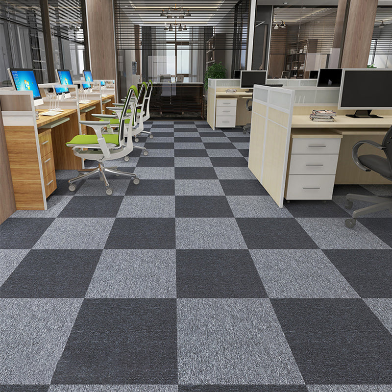 Carpet Tiles Solid Color Stain Resistant Multi Level Loop Indoor Carpet Tiles Black-Gray 107.6 sq ft. - 40 Pieces Clearhalo 'Carpet Tiles & Carpet Squares' 'carpet_tiles_carpet_squares' 'Flooring 'Home Improvement' 'home_improvement' 'home_improvement_carpet_tiles_carpet_squares' Walls and Ceiling' 7110338