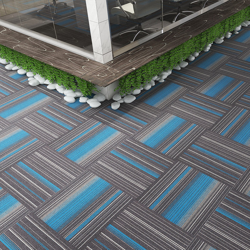 Carpet Tiles Solid Color Stain Resistant Multi Level Loop Indoor Carpet Tiles Ocean Blue 107.6 sq ft. - 40 Pieces Clearhalo 'Carpet Tiles & Carpet Squares' 'carpet_tiles_carpet_squares' 'Flooring 'Home Improvement' 'home_improvement' 'home_improvement_carpet_tiles_carpet_squares' Walls and Ceiling' 7110340