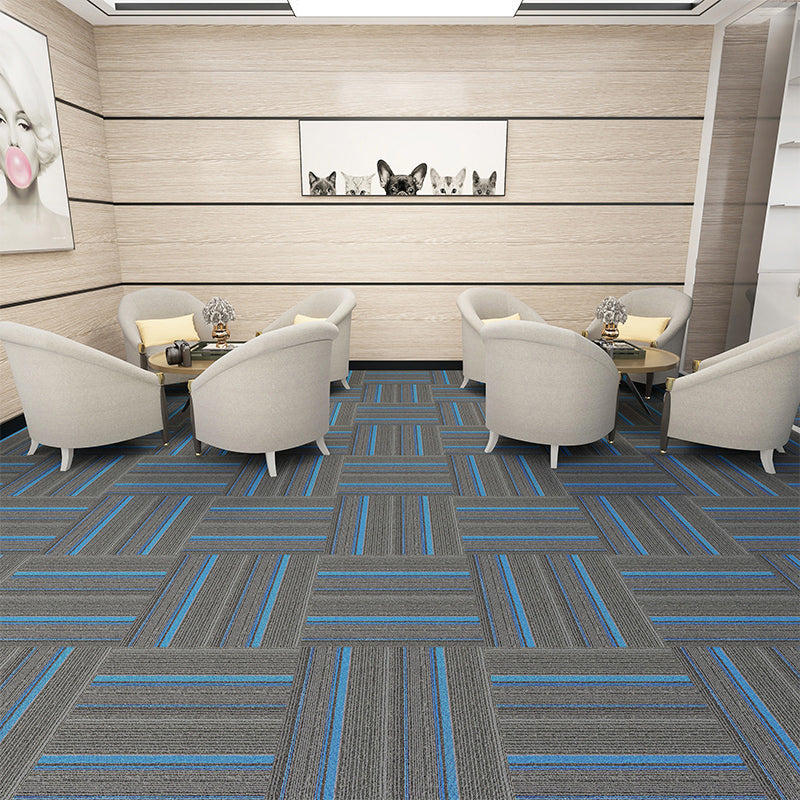Carpet Tiles Solid Color Stain Resistant Multi Level Loop Indoor Carpet Tiles Gray-Blue 107.6 sq ft. - 40 Pieces Asphalt Clearhalo 'Carpet Tiles & Carpet Squares' 'carpet_tiles_carpet_squares' 'Flooring 'Home Improvement' 'home_improvement' 'home_improvement_carpet_tiles_carpet_squares' Walls and Ceiling' 7110341