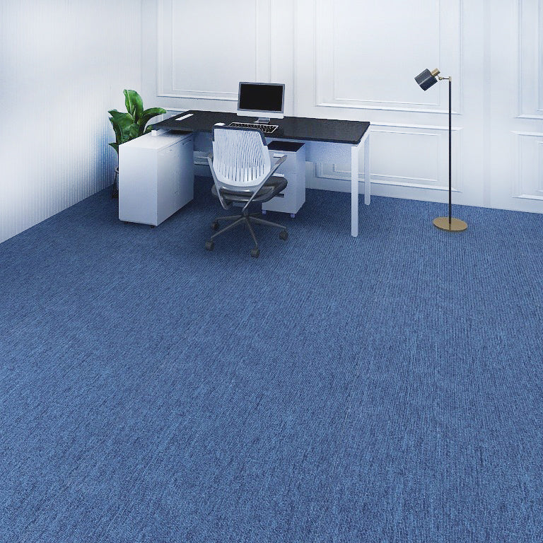 Carpet Tiles Solid Color Stain Resistant Multi Level Loop Indoor Carpet Tiles Lake Blue 107.6 sq ft. - 40 Pieces Clearhalo 'Carpet Tiles & Carpet Squares' 'carpet_tiles_carpet_squares' 'Flooring 'Home Improvement' 'home_improvement' 'home_improvement_carpet_tiles_carpet_squares' Walls and Ceiling' 7110342
