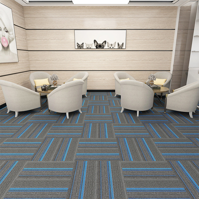 Carpet Tiles Solid Color Stain Resistant Multi Level Loop Indoor Carpet Tiles Grey 107.6 sq ft. - 40 Pieces Clearhalo 'Carpet Tiles & Carpet Squares' 'carpet_tiles_carpet_squares' 'Flooring 'Home Improvement' 'home_improvement' 'home_improvement_carpet_tiles_carpet_squares' Walls and Ceiling' 7110345