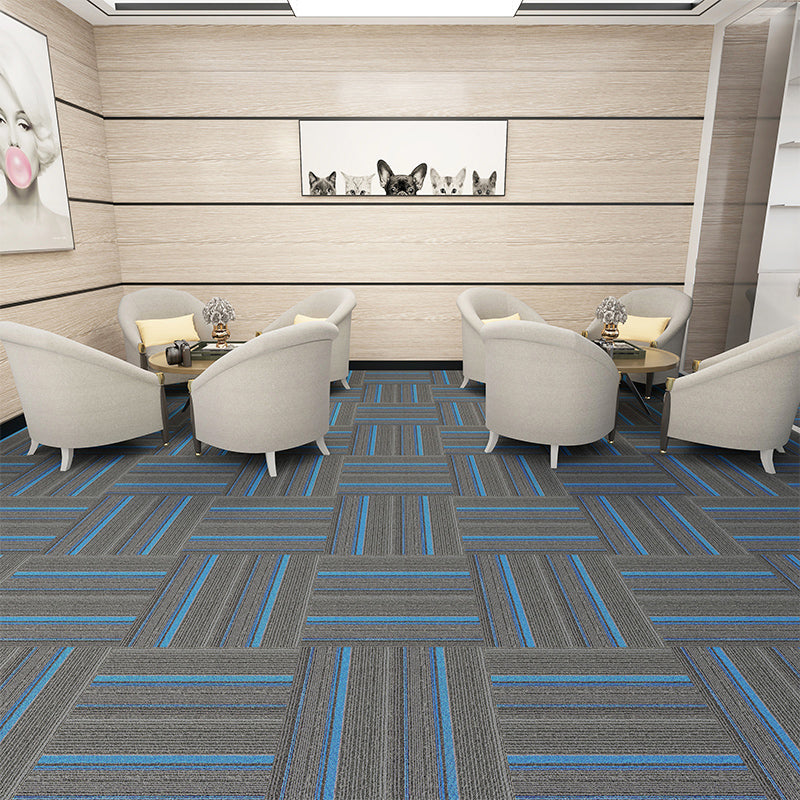 Carpet Tiles Solid Color Stain Resistant Multi Level Loop Indoor Carpet Tiles Grey 107.6 sq ft. - 40 Pieces Clearhalo 'Carpet Tiles & Carpet Squares' 'carpet_tiles_carpet_squares' 'Flooring 'Home Improvement' 'home_improvement' 'home_improvement_carpet_tiles_carpet_squares' Walls and Ceiling' 7110345