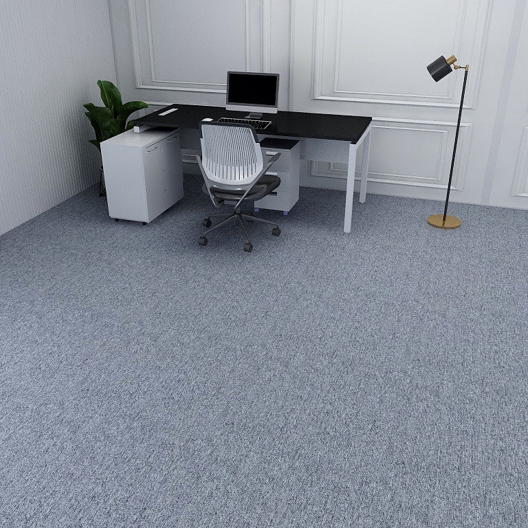 Carpet Tiles Solid Color Stain Resistant Multi Level Loop Indoor Carpet Tiles Smoke Gray 107.6 sq ft. - 40 Pieces Clearhalo 'Carpet Tiles & Carpet Squares' 'carpet_tiles_carpet_squares' 'Flooring 'Home Improvement' 'home_improvement' 'home_improvement_carpet_tiles_carpet_squares' Walls and Ceiling' 7110346