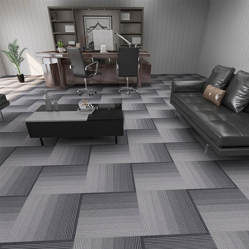 Modern Carpet Floor Tile Level Loop Self Adhesive Stain Resistant Carpet Tiles Dark Gray-White 40-Piece Set Polypropylene Clearhalo 'Carpet Tiles & Carpet Squares' 'carpet_tiles_carpet_squares' 'Flooring 'Home Improvement' 'home_improvement' 'home_improvement_carpet_tiles_carpet_squares' Walls and Ceiling' 7110351