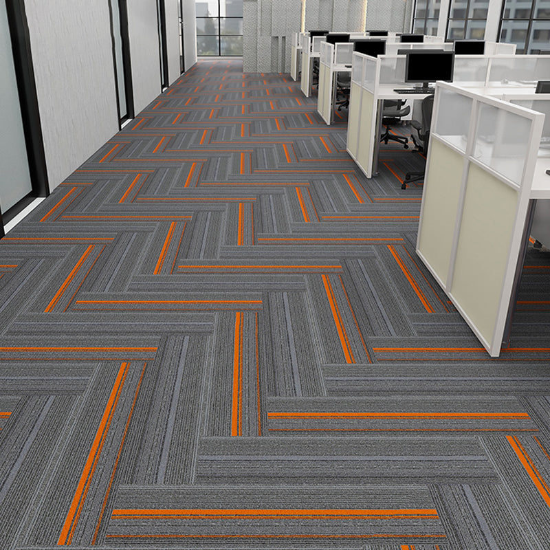 Modern Carpet Floor Tile Level Loop Self Adhesive Stain Resistant Carpet Tiles Grey Orange 40-Piece Set Clearhalo 'Carpet Tiles & Carpet Squares' 'carpet_tiles_carpet_squares' 'Flooring 'Home Improvement' 'home_improvement' 'home_improvement_carpet_tiles_carpet_squares' Walls and Ceiling' 7110387