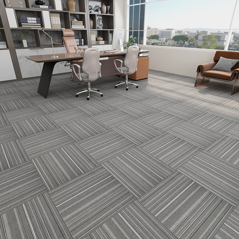 Modern Carpet Floor Tile Level Loop Self Adhesive Stain Resistant Carpet Tiles Silver Gray 40-Piece Set Clearhalo 'Carpet Tiles & Carpet Squares' 'carpet_tiles_carpet_squares' 'Flooring 'Home Improvement' 'home_improvement' 'home_improvement_carpet_tiles_carpet_squares' Walls and Ceiling' 7110392
