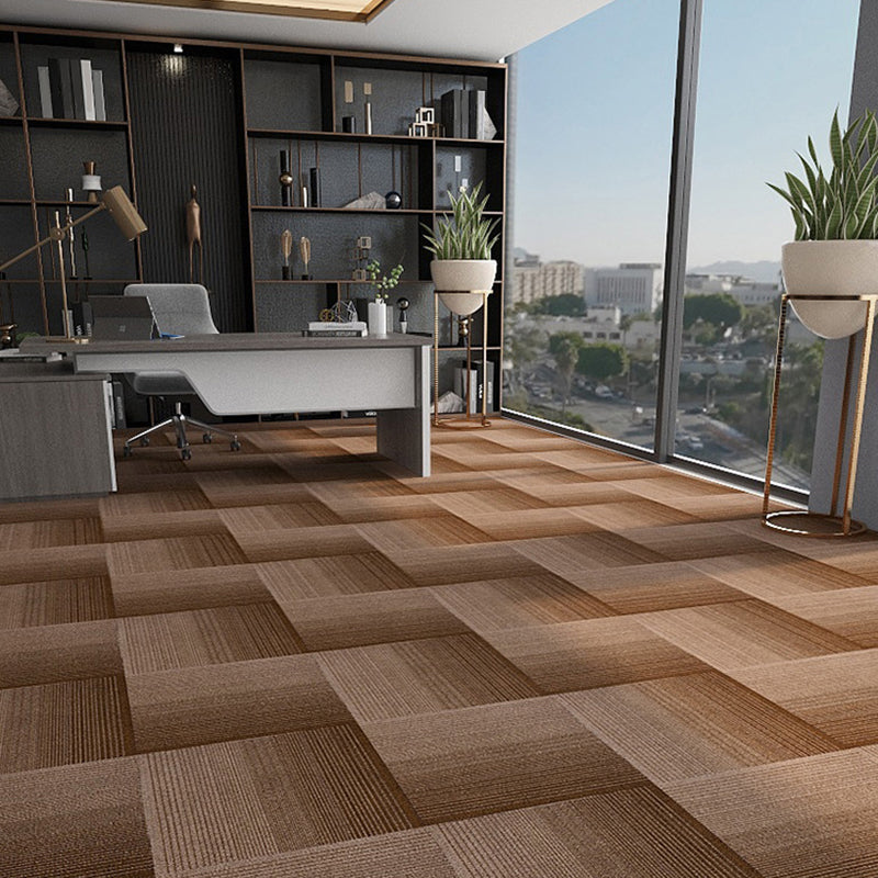 Modern Carpet Floor Tile Level Loop Self Adhesive Stain Resistant Carpet Tiles Brown White 40-Piece Set Clearhalo 'Carpet Tiles & Carpet Squares' 'carpet_tiles_carpet_squares' 'Flooring 'Home Improvement' 'home_improvement' 'home_improvement_carpet_tiles_carpet_squares' Walls and Ceiling' 7110393