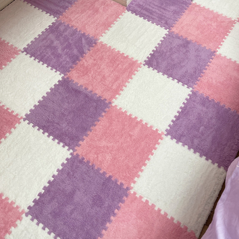 Modern Carpet Floor Tile Interlocking Plush Cut Non-Skid Tiles and Carpet Purple/ Pink Clearhalo 'Carpet Tiles & Carpet Squares' 'carpet_tiles_carpet_squares' 'Flooring 'Home Improvement' 'home_improvement' 'home_improvement_carpet_tiles_carpet_squares' Walls and Ceiling' 7110410