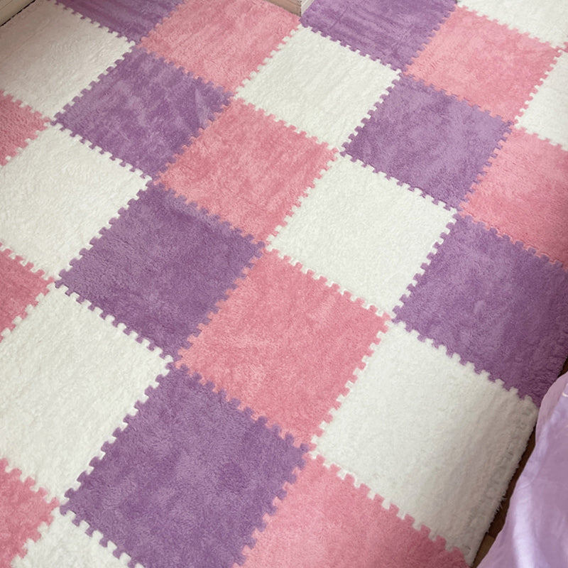 Modern Carpet Floor Tile Interlocking Plush Cut Non-Skid Tiles and Carpet Purple Pink Clearhalo 'Carpet Tiles & Carpet Squares' 'carpet_tiles_carpet_squares' 'Flooring 'Home Improvement' 'home_improvement' 'home_improvement_carpet_tiles_carpet_squares' Walls and Ceiling' 7110410
