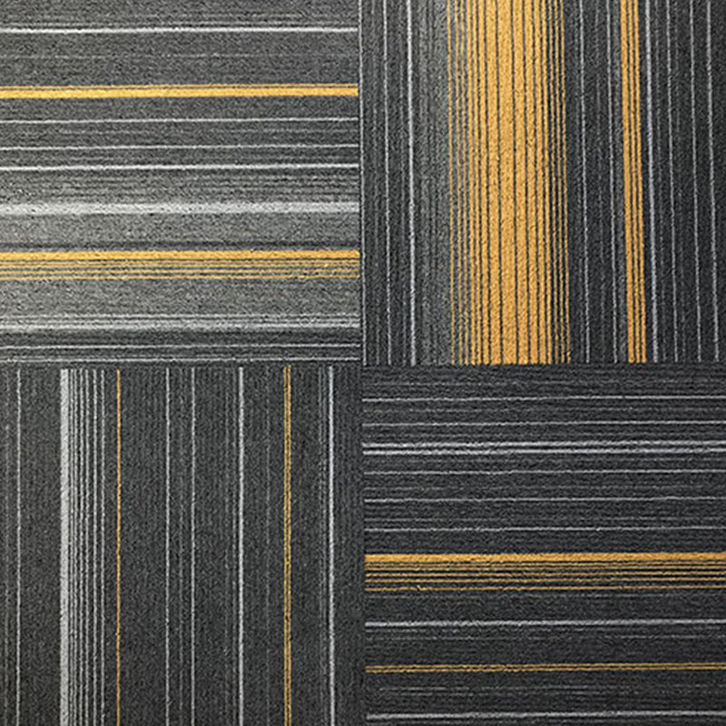 Modern Carpet Floor Tile Self Adhesive Level Loop Fade Resistant Carpet Tiles Black-Yellow Asphalt Clearhalo 'Carpet Tiles & Carpet Squares' 'carpet_tiles_carpet_squares' 'Flooring 'Home Improvement' 'home_improvement' 'home_improvement_carpet_tiles_carpet_squares' Walls and Ceiling' 7110502