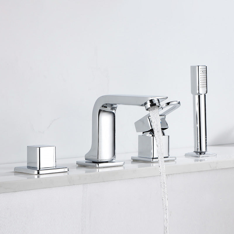 Wall Mounted Faucet Brass Lever Handle Bathroom Faucet Handhold Head Clearhalo 'Bathroom Remodel & Bathroom Fixtures' 'Bathroom Sink Faucets' 'Bathroom Sinks & Faucet Components' 'bathroom_sink_faucets' 'Home Improvement' 'home_improvement' 'home_improvement_bathroom_sink_faucets' 7110581