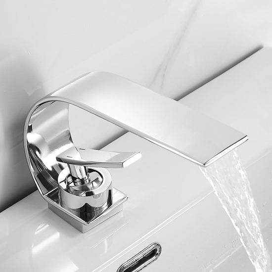Unique Bathroom Faucet Waterfall Spout Brass Washroom Faucet - Clearhalo
