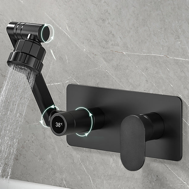 Bathroom Faucet Wall-mounted Lever Handle Multi-function Faucet Matte Black Five Mode Water Outlet Clearhalo 'Bathroom Remodel & Bathroom Fixtures' 'Bathroom Sink Faucets' 'Bathroom Sinks & Faucet Components' 'bathroom_sink_faucets' 'Home Improvement' 'home_improvement' 'home_improvement_bathroom_sink_faucets' 7110644
