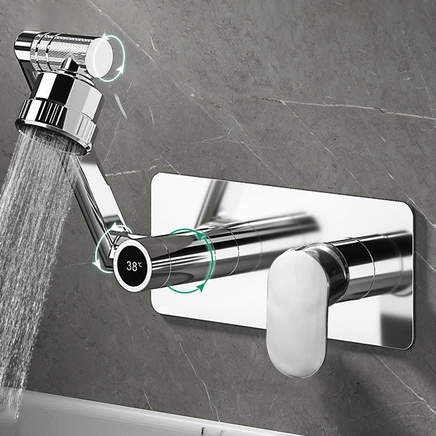 Bathroom Faucet Wall-mounted Lever Handle Multi-function Faucet Nickel Five Mode Water Outlet Clearhalo 'Bathroom Remodel & Bathroom Fixtures' 'Bathroom Sink Faucets' 'Bathroom Sinks & Faucet Components' 'bathroom_sink_faucets' 'Home Improvement' 'home_improvement' 'home_improvement_bathroom_sink_faucets' 7110648