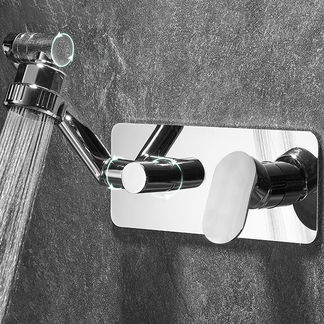 Bathroom Faucet Wall-mounted Lever Handle Multi-function Faucet Chrome Five Mode Water Outlet Clearhalo 'Bathroom Remodel & Bathroom Fixtures' 'Bathroom Sink Faucets' 'Bathroom Sinks & Faucet Components' 'bathroom_sink_faucets' 'Home Improvement' 'home_improvement' 'home_improvement_bathroom_sink_faucets' 7110649