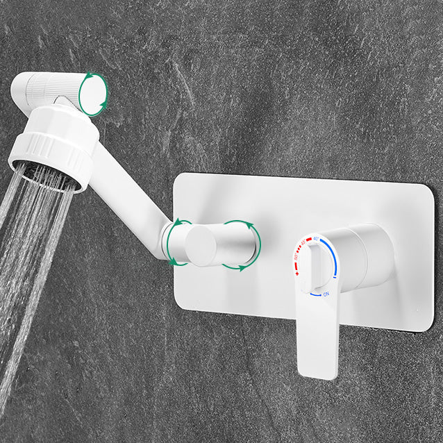 Bathroom Faucet Wall-mounted Lever Handle Multi-function Faucet Textured White Five Mode Water Outlet Clearhalo 'Bathroom Remodel & Bathroom Fixtures' 'Bathroom Sink Faucets' 'Bathroom Sinks & Faucet Components' 'bathroom_sink_faucets' 'Home Improvement' 'home_improvement' 'home_improvement_bathroom_sink_faucets' 7110650
